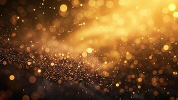 AI generated Golden focus lights with sparkle dust background photo