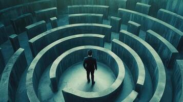 AI generated Businessman at the center of a maze photo