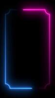 Neon light animated borders video Square rectangle picture frame 4K Resolution