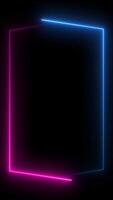 Neon light animated borders video Square rectangle picture frame 4K Resolution