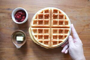 waffle with butter and berry dressing photo