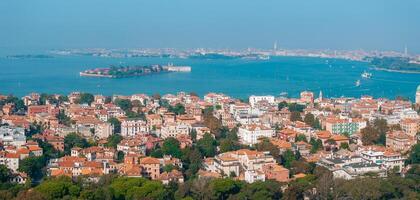 Aerial view of the Lido de Venezia island in Venice, Italy. photo