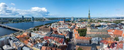 Beautiful aerial Riga view from above. photo