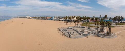 Skate board park in Venice beach at sunset, California, USA photo