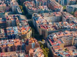 Aerial view of Barcelona City Skyline. photo