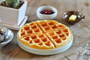 waffle with strawberry dressing photo