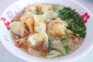 wonton, wonton noodles or egg noodles photo