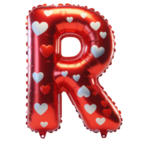 ai generato rosso cuore Palloncino Foglio nel forma di lettera r png