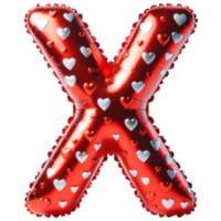 AI generated Red Heart Balloon Foil in Shape of Letter X png