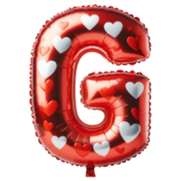 ai généré rouge cœur ballon déjouer dans forme de lettre g png