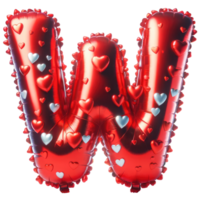 AI generated Red Heart Balloon Foil in Shape of Letter W png