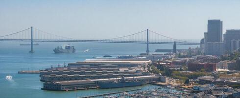 San Francisco Ferry Building, Port of San Francisco, California. Blue Sunny Sky. photo