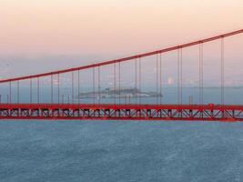 Famous Golden Gate Bridge, San Francisco at sunset, USA photo