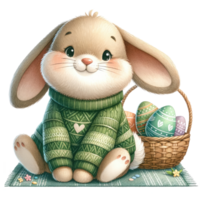 ai generato coniglietto con cestino di decorato Pasqua uova png