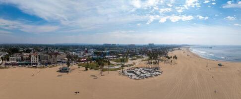 Skate board park in Venice beach at sunset, California, USA photo