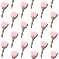 een naadloos patroon van roze bloem bloeiend PNG transparant achtergrond in een voorjaar minimaal bloemen concept, illustratie