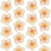 A seamless pattern of apple blossom PNG transparent background in a hand-drawn gradient color spring floral concept, illustration