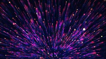 Abstract colorful particle dust explosion, glowing particles movement, speed of light, fireworks from dots and particles, space scene, futuristic background. Seamless looping 4k video. video