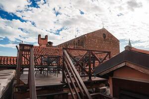 Tranquil Venice Serene View from Old Building Rooftop in Italy for Peaceful Cityscape Glimpse photo