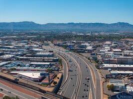 Aerial view of the highway and crossroads intersections in Phoenix, USA. photo