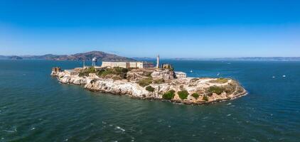 Aerial view of the prison island of Alcatraz in San Francisco Bay, photo