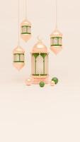 3D Render Ramadan Background with lantern and islamic ornaments for social media story photo