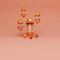 3D Render Ramadan Background with lantern and islamic ornaments for social media post template photo