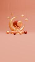 3D Render Ramadan Background with islamic drum and islamic ornaments for social media story template photo