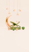 3D Render Ramadan Background with quran and islamic ornaments for social media story template photo