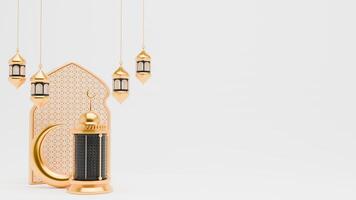 3D Render Ramadan Background with lantern and islamic ornaments for banner template photo