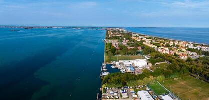 Aerial view of the Lido de Venezia island in Venice, Italy. photo