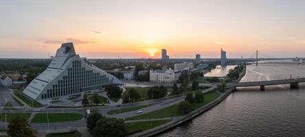 View of the Latvian National library in Riga. photo