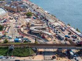 Building the Rail Baltica railway project in Riga, Latvia. photo