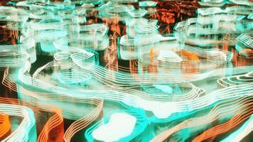 Abstract shapes and lines in cinematic colors. Perfect loop. 3D render animation video