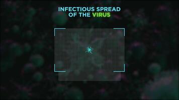 Infection spred of the virus - animated 3D HUD. Wireframe type video
