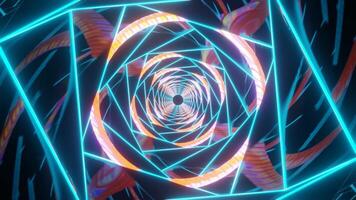 Infinity loop of colorful tunnel. 3D render animation. Abstract shapes and fashion style video