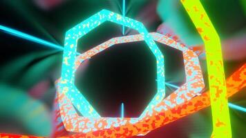 tratteggiata cerchio nel Perfetto ciclo continuo. neon colori e vibrazione. 3d rendere animazione. video