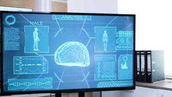 Doctor in neurology science preparing patient for brain scan. Patient wearing brainwaves scanning headset. video