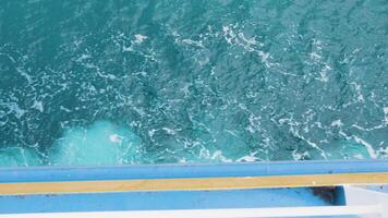 Close up footage of waves at side of the ferry. Ferry crusing in deep waters. video