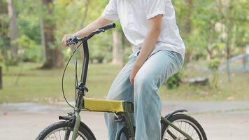 Handsome happy young man with bicycle on a city street, Active lifestyle, people concept video