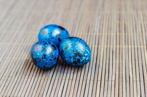 Blue quail eggs photo