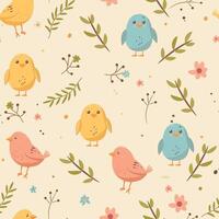 Cute Easter Seamless Pattern Background. Vector Illustration