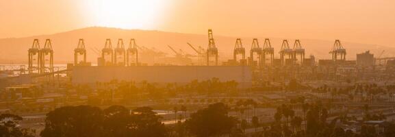 Thousands of shipping containers in the port of Long Beach near Los Angeles California. photo