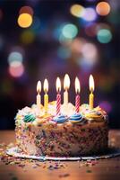 AI generated Candles on a bithday's cake photo