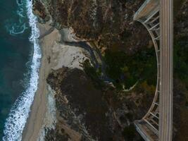 Bixby bridge aerial view in California, USA. Beautiful bridge photo