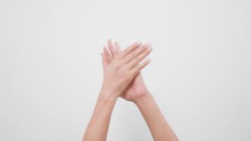 Female hands clapping to congratulate. On a white background, video design