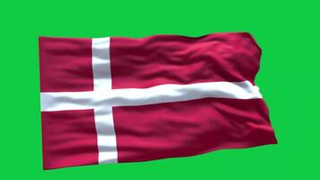 Denmark Flag 3d render waving animation motion graphic isolated on green screen background video