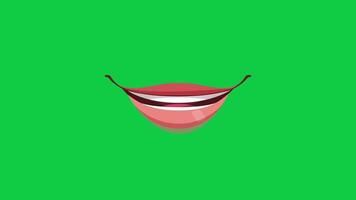 Cartoon character talking mouth, speaking mouth, lip sync loop animation isolated on green screen background video