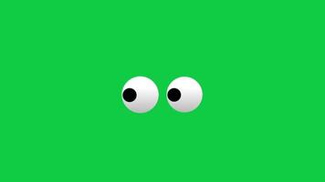 Cartoon eyes animation, cartoon character eyes looking around animation on green screen background video