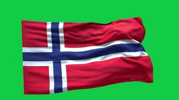 Norway Flag 3d render waving animation motion graphic isolated on green screen background video